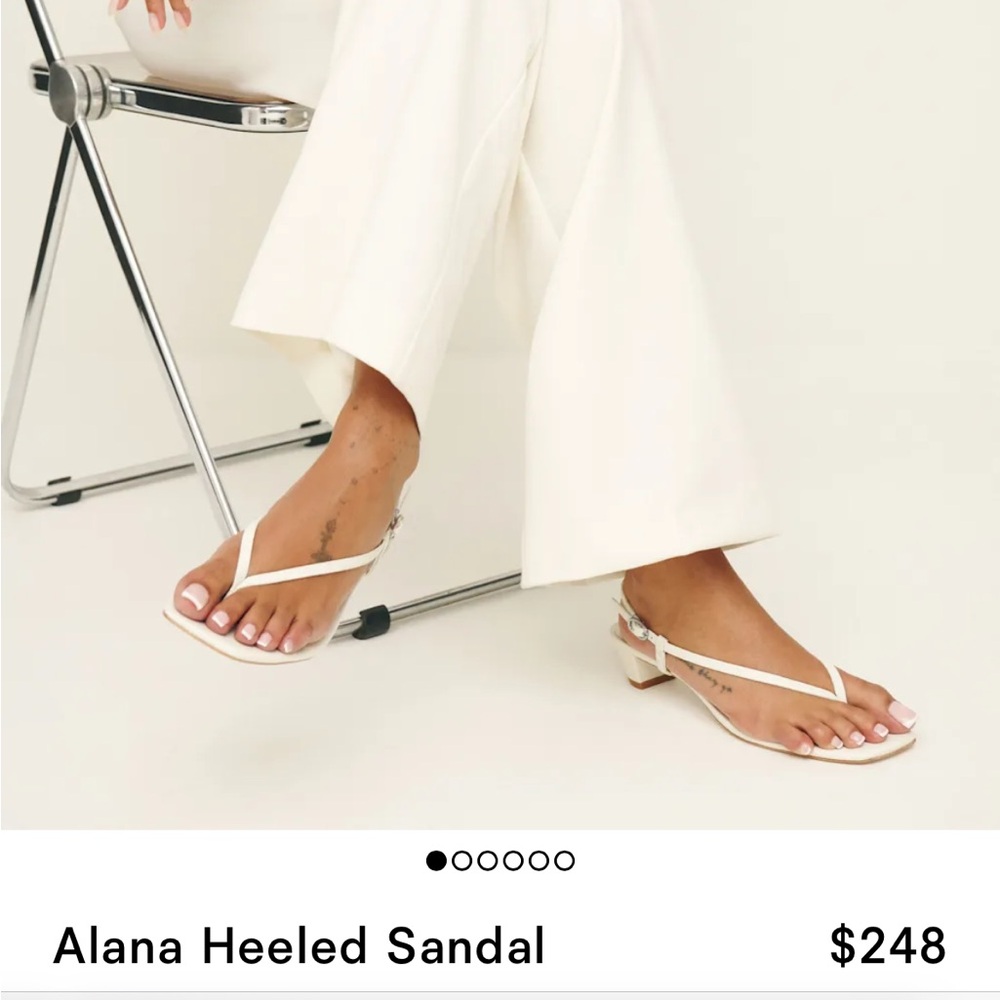 Reformation Alana Heeled Sandal White Leather - Size 9